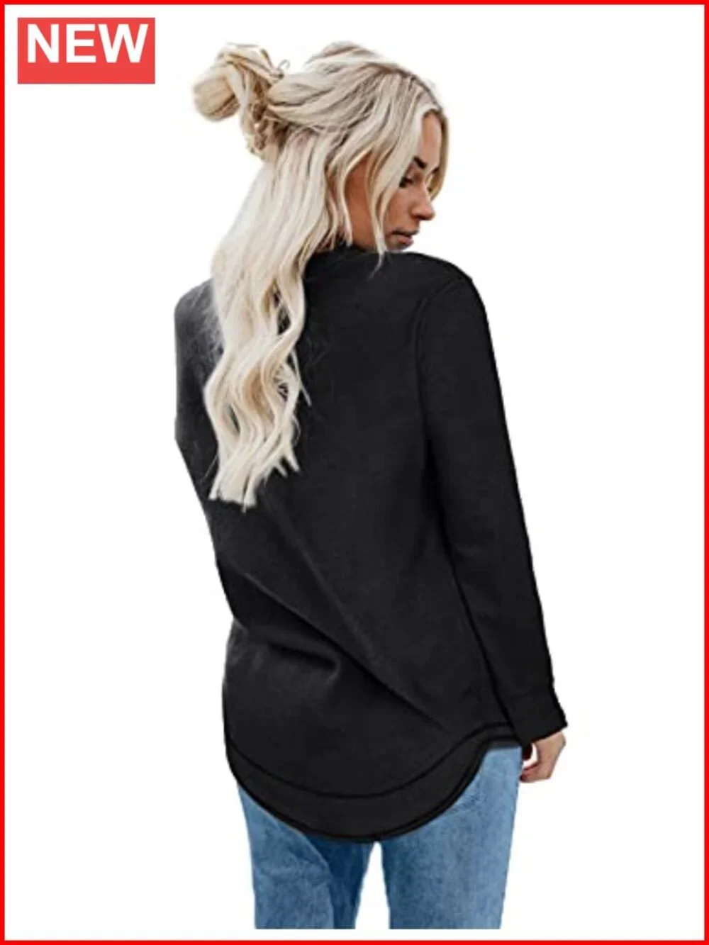 Crewneck Long Sleeve Tunic Sweatshirt Pullover Soft Casual Top